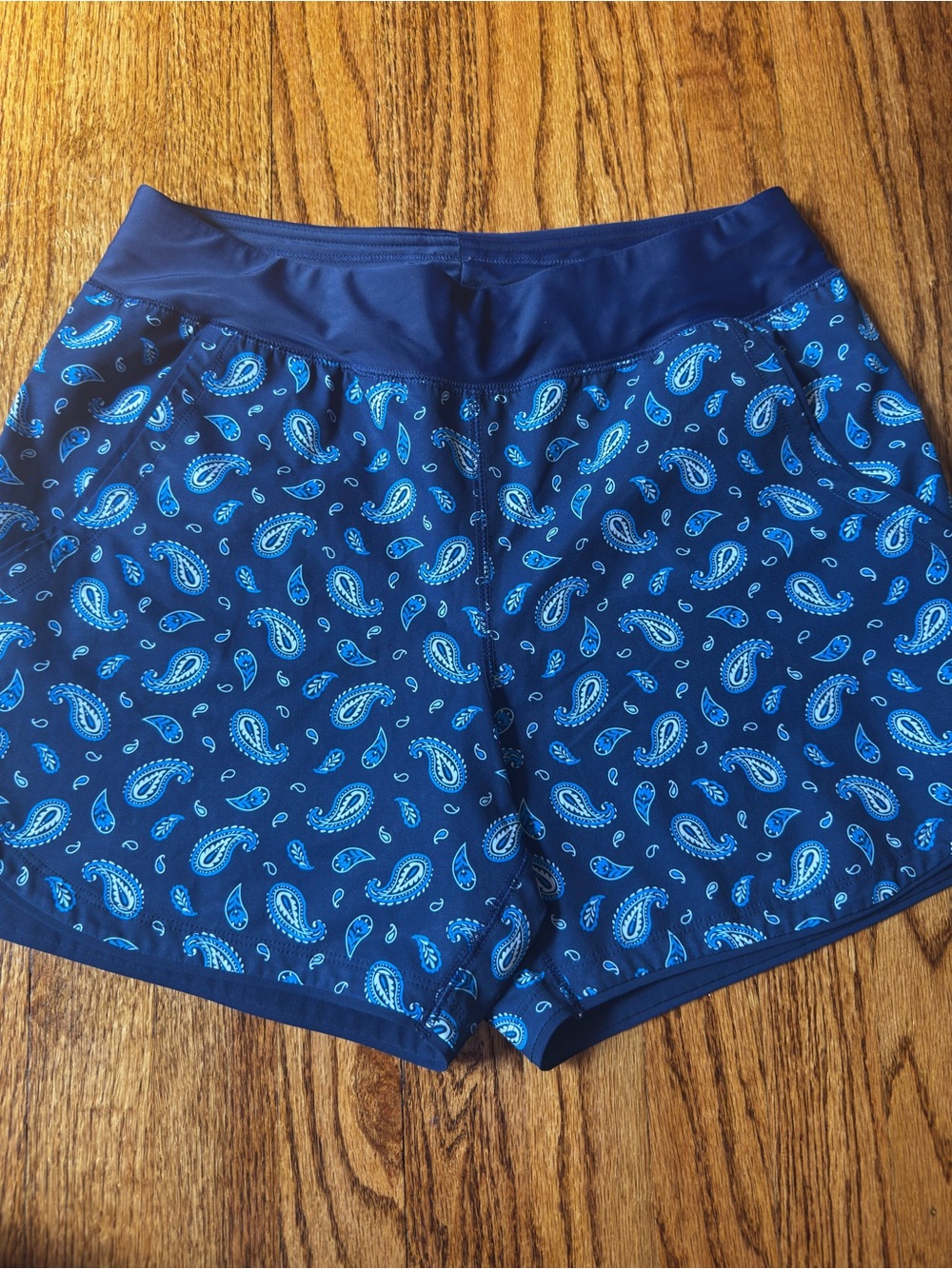 Lands' End Navy Paisley Athletic Shorts